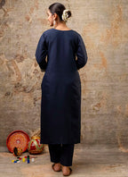 Vellora Silk Blend Navy Blue Party Wear Embroidery Work Readymade Salwar Suit - Distacart