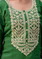 Vellora Silk Blend Dark Green Party Wear Embroidery Work Readymade Salwar Suit - Distacart
