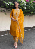Vellora Silk Blend Mustard Party Wear Embroidery Work Readymade Salwar Suit - Distacart