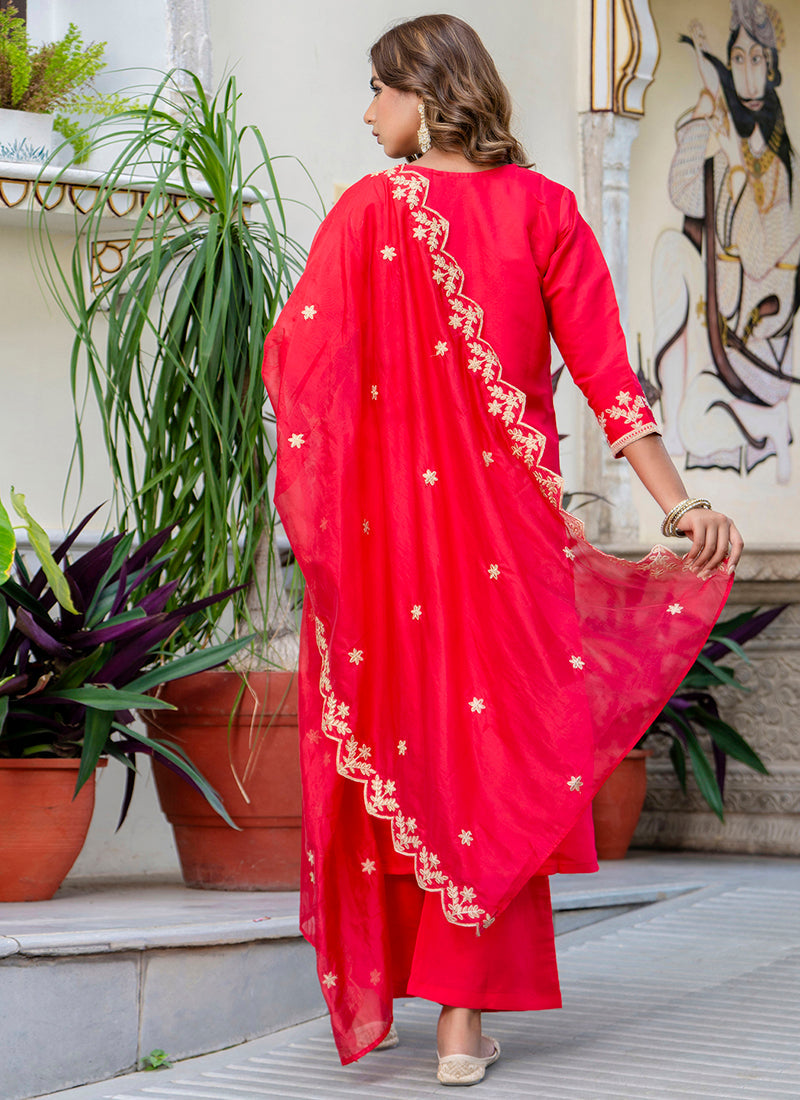 Vellora Silk Blend Pink Party Wear Embroidery Work Readymade Salwar Suit - Distacart