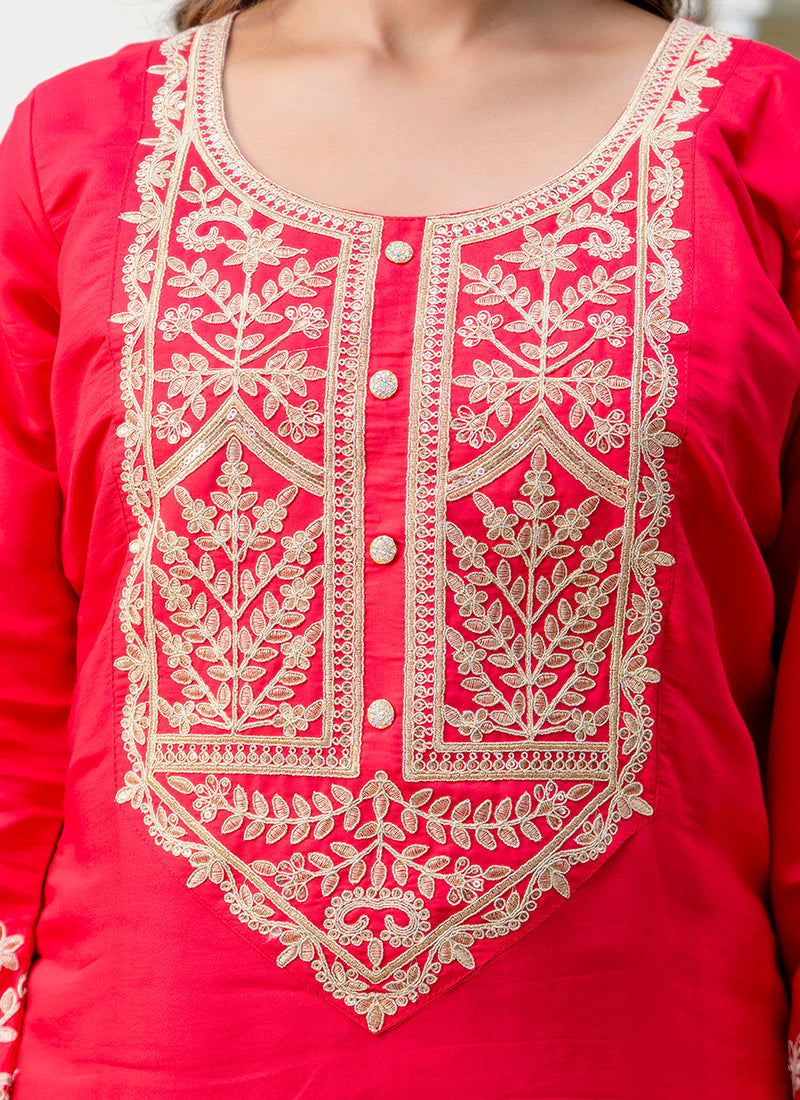 Vellora Silk Blend Pink Party Wear Embroidery Work Readymade Salwar Suit - Distacart