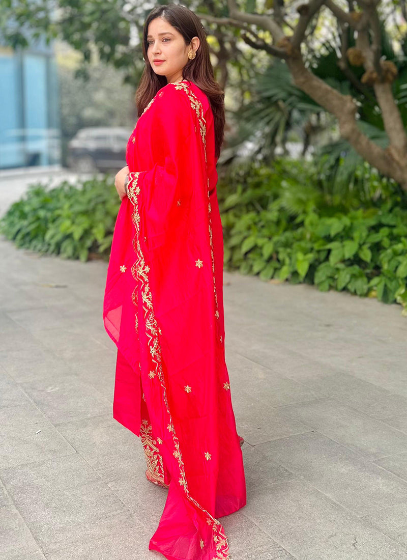 Vellora Silk Blend Pink Party Wear Embroidery Work Readymade Salwar Suit - Distacart