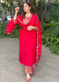 Vellora Silk Blend Pink Party Wear Embroidery Work Readymade Salwar Suit - Distacart