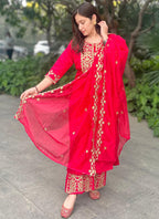 Vellora Silk Blend Pink Party Wear Embroidery Work Readymade Salwar Suit - Distacart