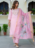 Vellora Silk Blend Baby Pink Party Wear Embroidery Work Readymade Salwar Suit - Distacart