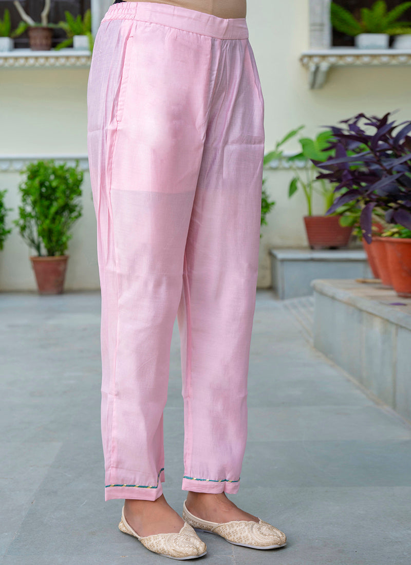 Vellora Silk Blend Baby Pink Party Wear Embroidery Work Readymade Salwar Suit - Distacart
