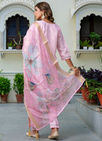 Vellora Silk Blend Baby Pink Party Wear Embroidery Work Readymade Salwar Suit - Distacart