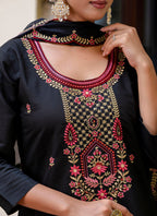 Vellora Silk Blend Black Party Wear Embroidery Work Readymade Salwar Suit - Distacart