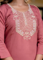 Vellora Silk Blend Dusty Rose Party Wear Embroidery Work Readymade Salwar Suit - Distacart