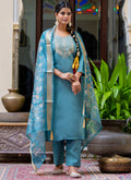 Vellora Silk Blend Blue Party Wear Embroidery Work Readymade Salwar Suit - Distacart