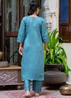 Vellora Silk Blend Blue Party Wear Embroidery Work Readymade Salwar Suit - Distacart