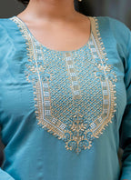 Vellora Silk Blend Blue Party Wear Embroidery Work Readymade Salwar Suit - Distacart