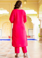 Vellora Silk Blend Hot Pink Occasional Wear Embroidery Work Readymade Salwar Suit - Distacart