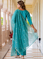 Vellora Silk Blend Blue Occasional Wear Embroidery Work Readymade Salwar Suit - Distacart