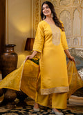 Vellora Silk Blend Yellow Casual Wear Embroidery Work Readymade Salwar Suit - Distacart