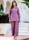 Vellora Silk Blend Lavender Casual Wear Hand Work Readymade Salwar Suit - Distacart
