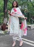 Vellora Viscose Chanderi White Casual Wear Embroidery Work Readymade Salwar Suit - Distacart