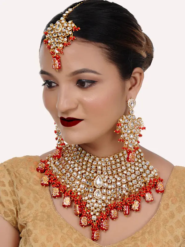 Tehzeeb Creations Kundan Bridal Set for Women & Girls