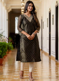 Vellora Shimmer Silk Black Casual Wear Embroidery Work Readymade Kurti - Distacart
