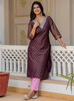 Vellora Shimmer Silk Purple Casual Wear Embroidery Work Readymade Kurti - Distacart