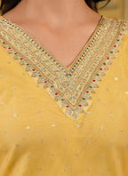 Vellora Shimmer Silk Yellow Casual Wear Embroidery Work Readymade Kurti - Distacart