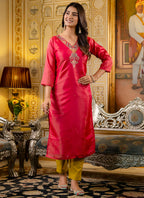 Vellora Shimmer Silk Rani Casual Wear Embroidery Work Readymade Kurti - Distacart