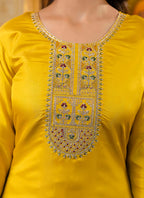 Vellora Shimmer Silk Mustard Casual Wear Embroidery Work Readymade Kurti - Distacart