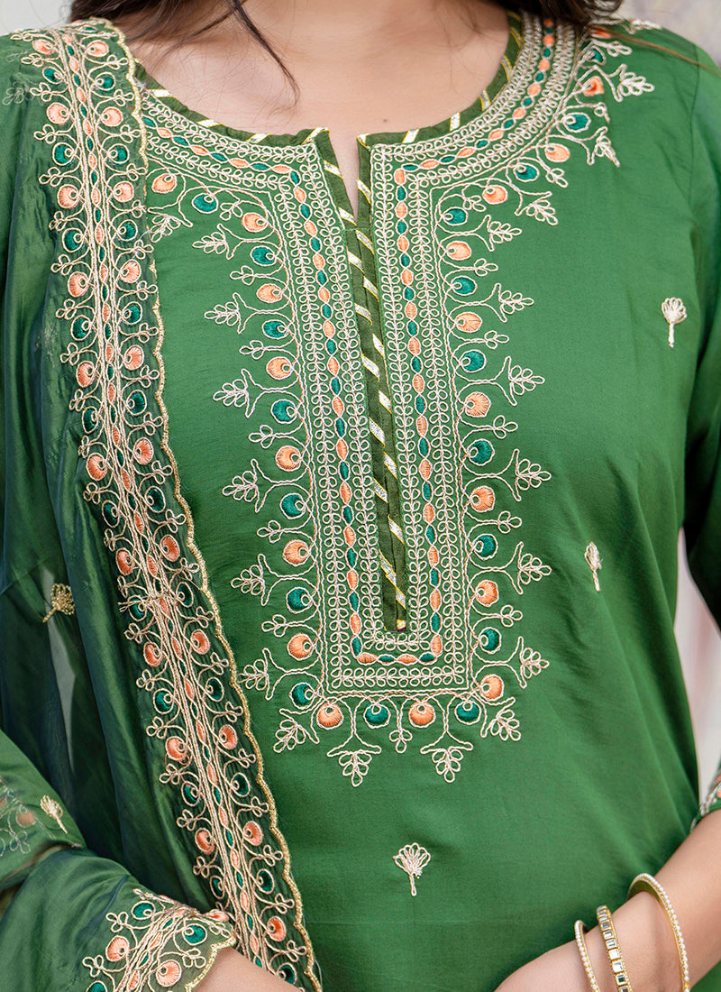 Vellora Silk Blend Green Occasional Wear Embroidery Work Readymade Salwar Suit - Distacart