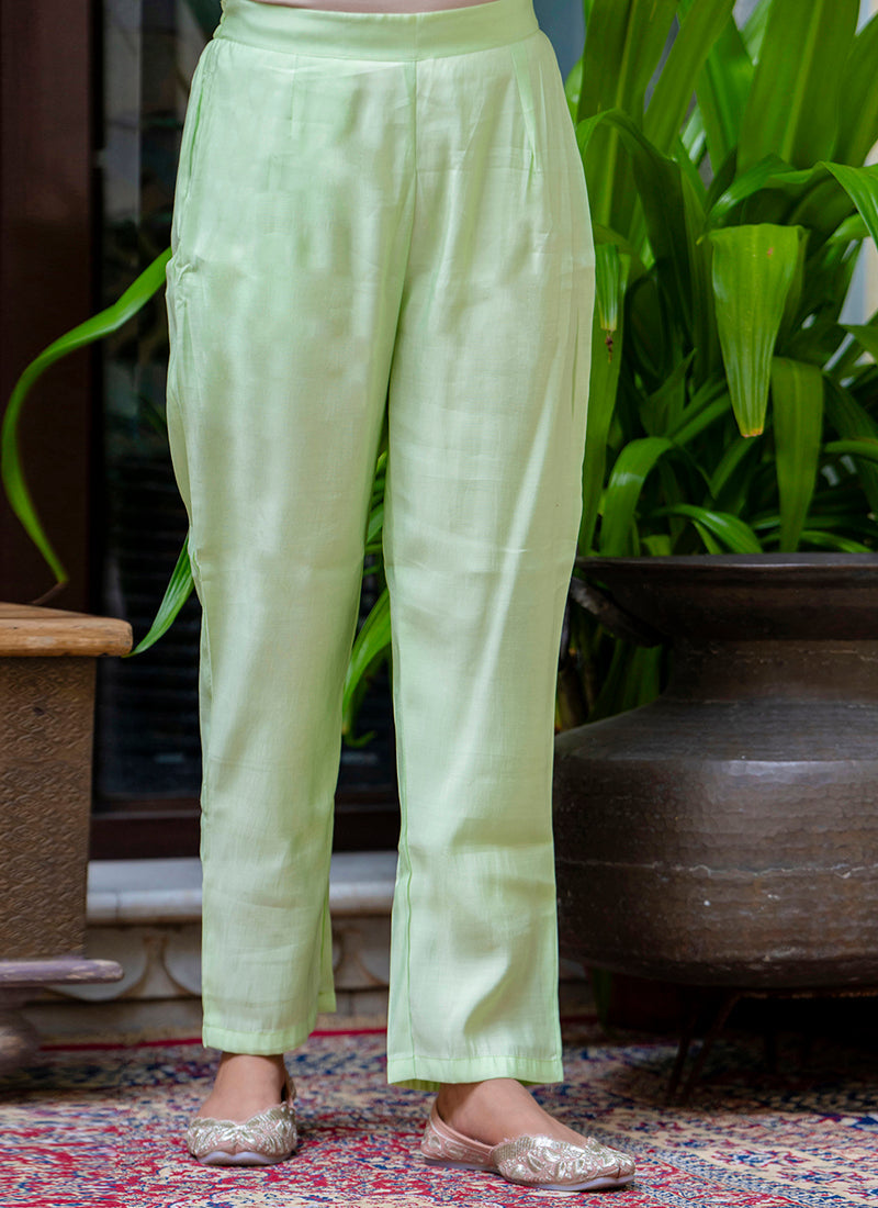 Vellora Silk Blend Light Green Occasional Wear Embroidery Work Readymade Salwar Suit - Distacart