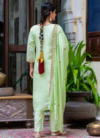 Vellora Silk Blend Light Green Occasional Wear Embroidery Work Readymade Salwar Suit - Distacart