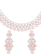 Saraf RS Jewellery Rose Gold-Plated White AD-Studded Handcrafted Jewellery Set - Distacart