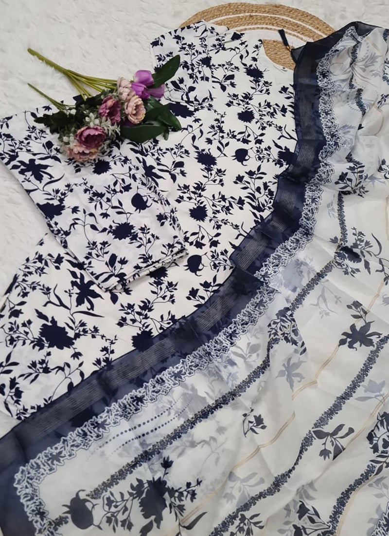 Vellora Navy Blue Daily Wear Printed Work Readymade Kurti - Distacart