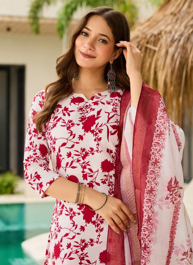 Vellora Red Daily Wear Printed Work Readymade Kurti - Distacart