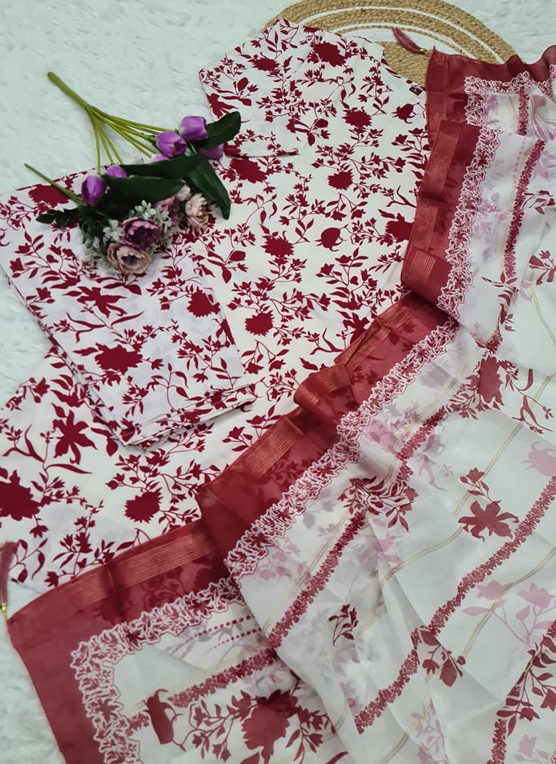 Vellora Red Daily Wear Printed Work Readymade Kurti - Distacart
