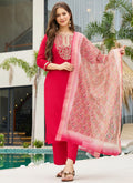 Vellora Rayon Slub Red Casual Wear Embroidery Work Readymade Salwar Suit - Distacart