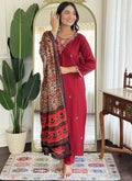 Vellora Viscose Rayon Maroon Casual Wear Embroidery Work Readymade Salwar Suit - Distacart