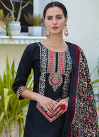 Vellora Silk Blend Black Ocassional Wear Embroidery Work Readymade Salwar Suit - Distacart