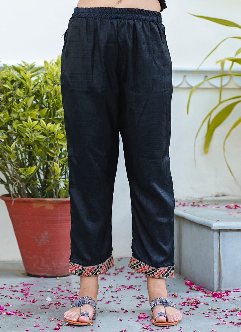 Vellora Silk Blend Black Ocassional Wear Embroidery Work Readymade Salwar Suit - Distacart