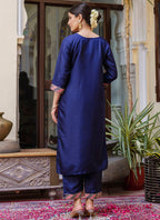 Vellora Silk Blend Royal Blue Ocassional Wear Embroidery Work Readymade Salwar Suit - Distacart