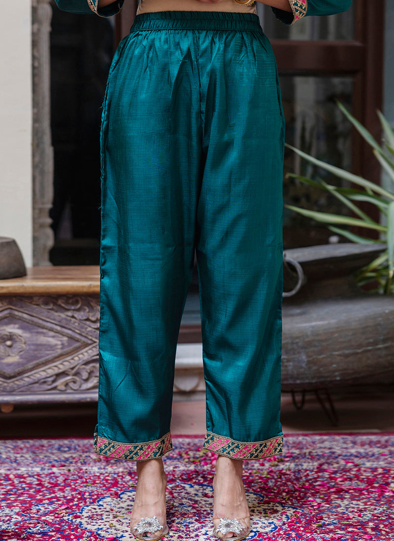 Vellora Silk Blend Rama Ocassional Wear Embroidery Work Readymade Salwar Suit - Distacart