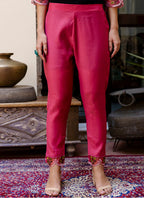 Vellora Viscose Roman Silk Pink Casual Wear Embroidery Work Readymade Salwar Suit - Distacart