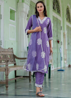Vellora Silk Blend Lavender Casual Wear Embroidery Work Readymade Salwar Suit - Distacart