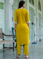 Vellora Silk Blend Mustard Yellow Casual Wear Embroidery Work Readymade Salwar Suit - Distacart