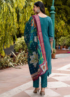 Vellora Viscose Roman Silk Teal Green Festival Wear Embroidery Work Readymade Salwar Suit - Distacart
