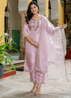 Vellora Silk Blend Baby Pink Casual Wear Embroidery Work Readymade Salwar Suit - Distacart