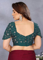 Vellora Maroon Silky Cross Embroidery Work Party Wear Saree - Distacart