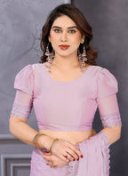 Vellora Border Work Rangoli Baby Pink Festival Wear Saree - Distacart