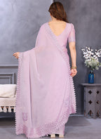 Vellora Border Work Rangoli Baby Pink Festival Wear Saree - Distacart