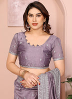Vellora Lavender Vichitra Embroidery Work Festival Wear Saree - Distacart