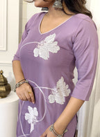 Vellora Viscose Lilac Daily Wear Printed Work Readymade Salwar Suit - Distacart